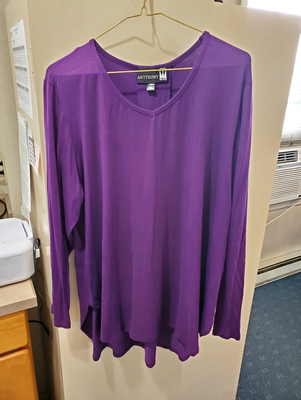 Antthony Long Sleeve V-Neck Top - Deep Purple